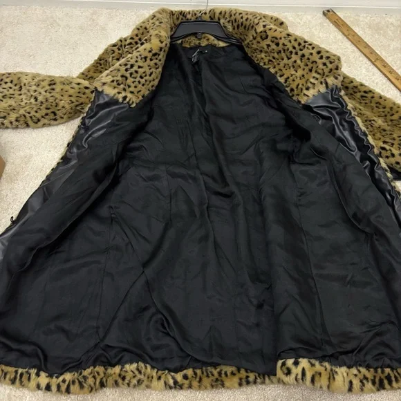 Y2K 90s Faux Fur Leopard Coat Arden B Belted Womens Medium - Picture 11 of 11